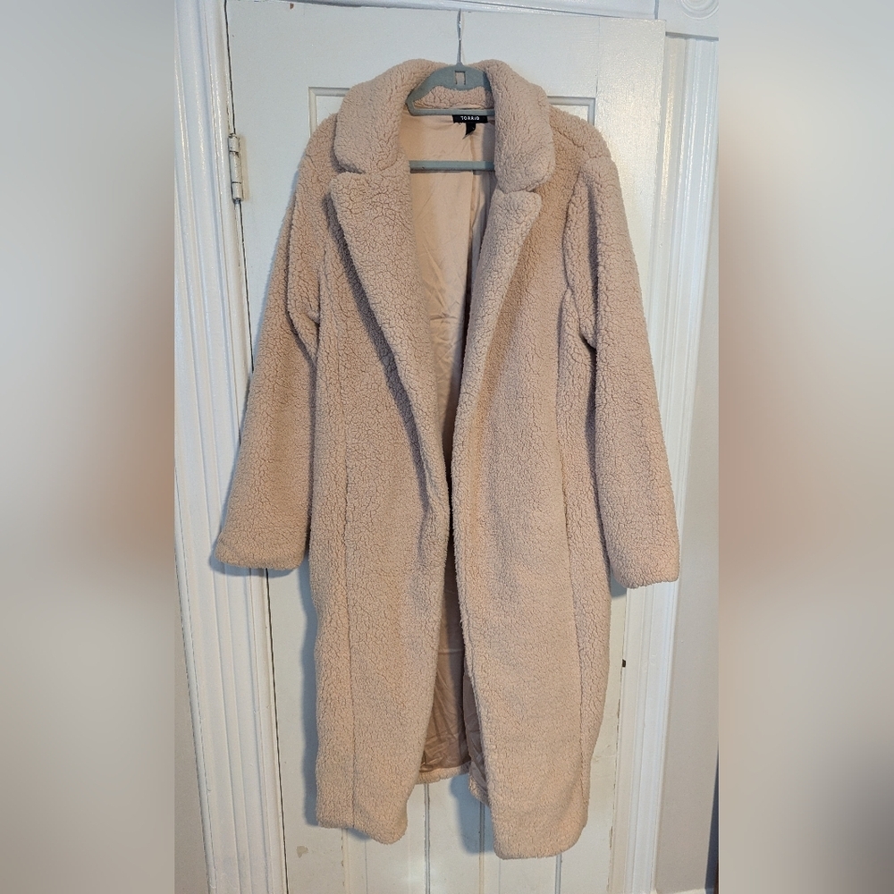 Women's Tan Teddy Coat By Torrid - Picture 5 of 7